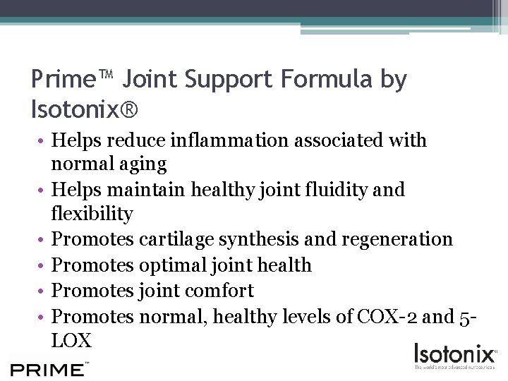 Prime™ Joint Support Formula by Isotonix® • Helps reduce inflammation associated with normal aging