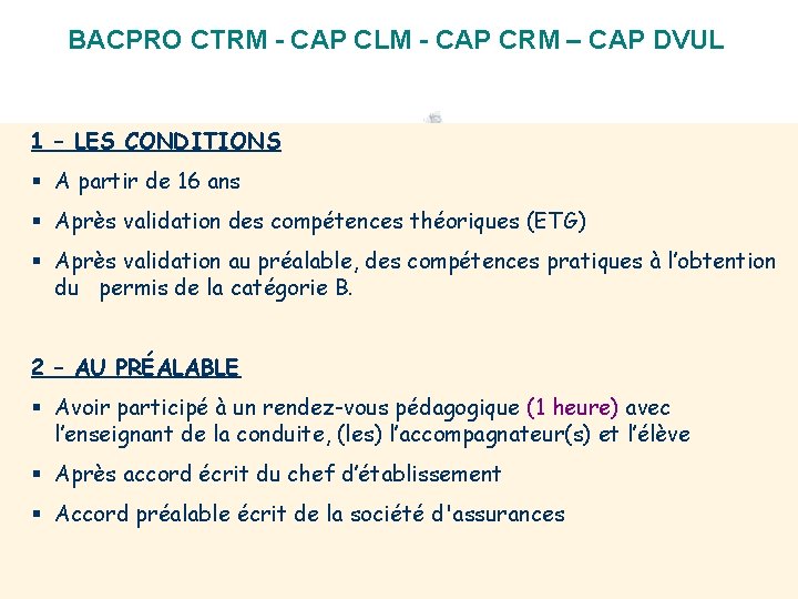 BACPRO CTRM - CAP CLM - CAP CRM – CAP DVUL 1 – LES