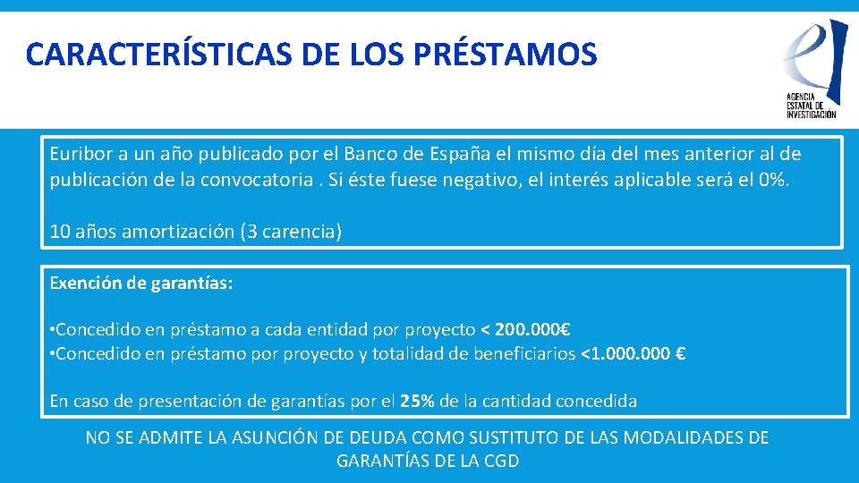 CARACTERÍSTICAS DE LOS PRÉSTAMOS Euribor a un año publicado por el Banco de España