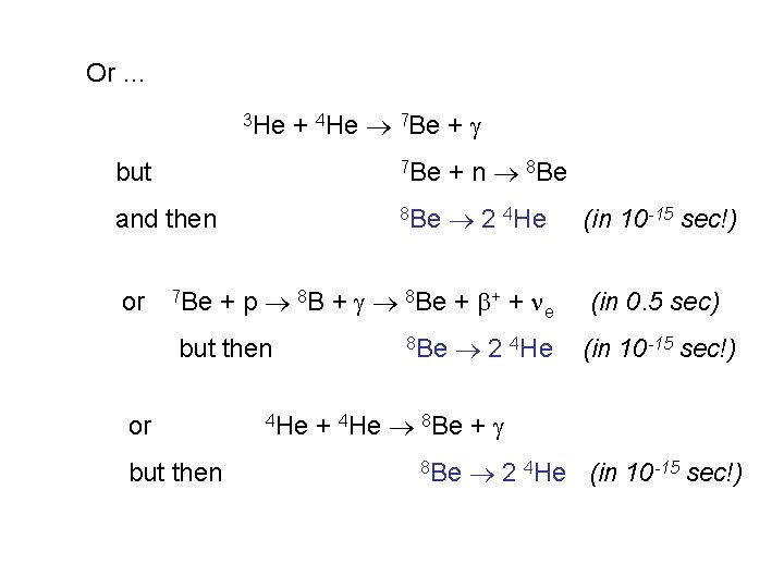 Or … 3 He + 4 He 7 Be + but 7 Be +