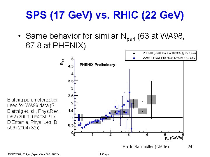 SPS (17 Ge. V) vs. RHIC (22 Ge. V) • Same behavior for similar