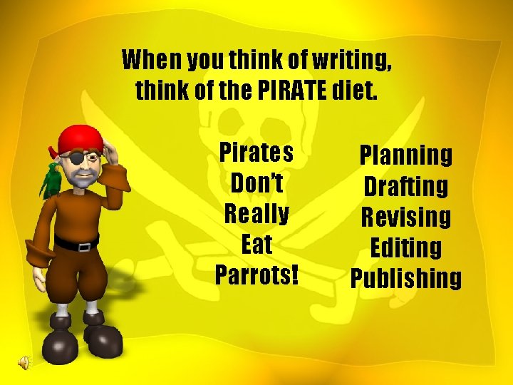 When you think of writing, think of the PIRATE diet. Pirates Don’t Really Eat