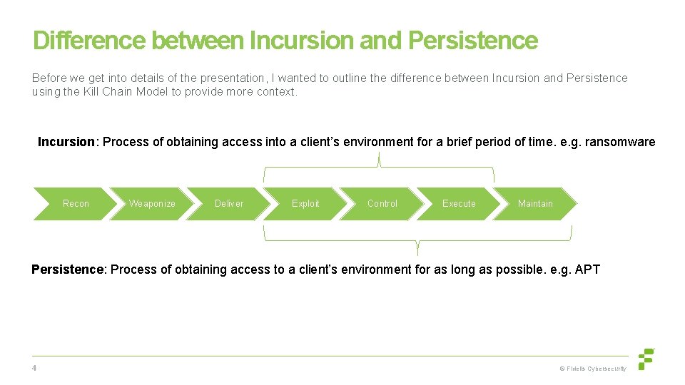 Difference between Incursion and Persistence Before we get into details of the presentation, I