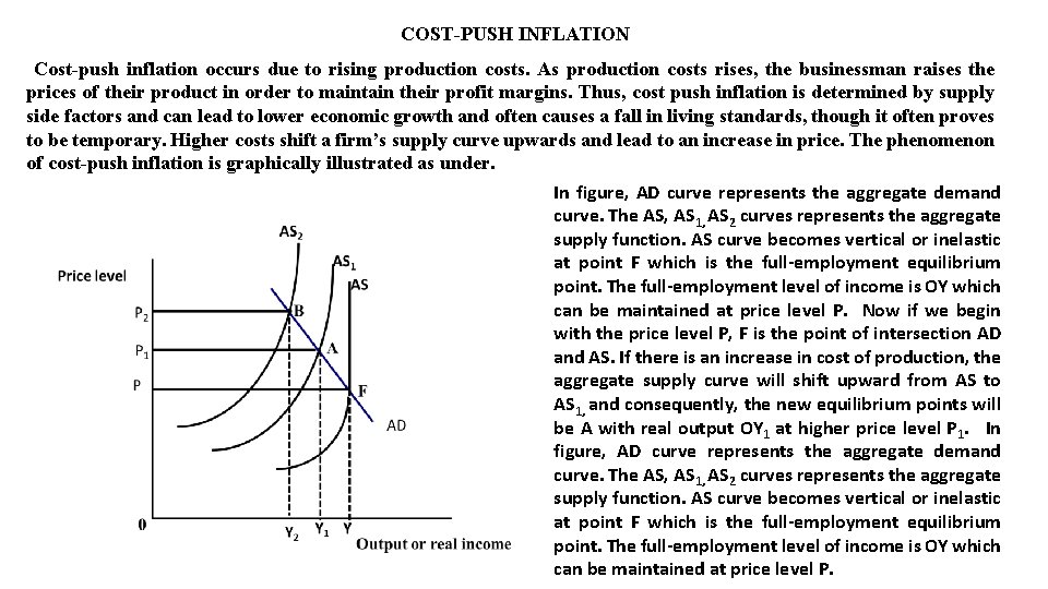 COST-PUSH INFLATION Cost-push inflation occurs due to rising production costs. As production costs rises,