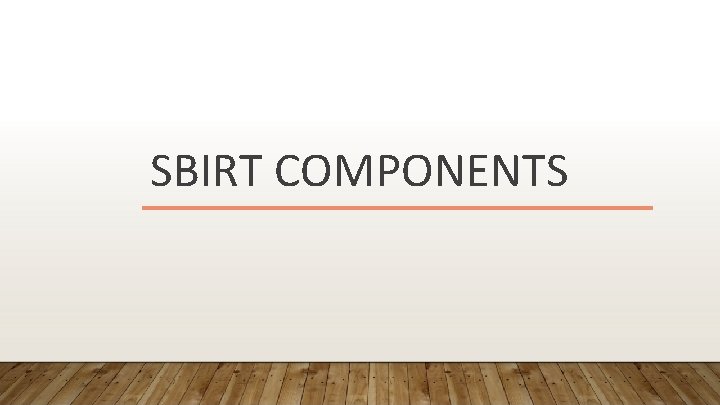 SBIRT COMPONENTS 