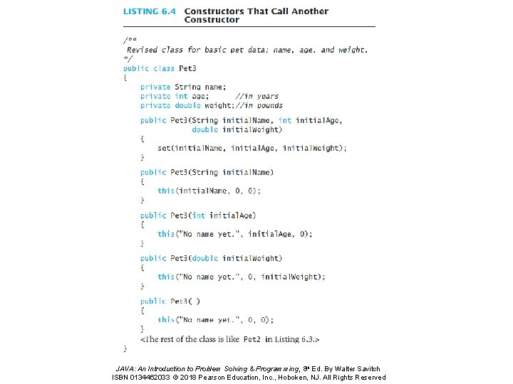 JAVA: An Introduction to Problem Solving & Programming, 8 th Ed. By Walter Savitch