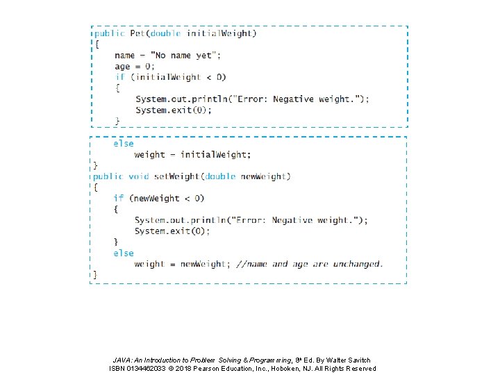 JAVA: An Introduction to Problem Solving & Programming, 8 th Ed. By Walter Savitch