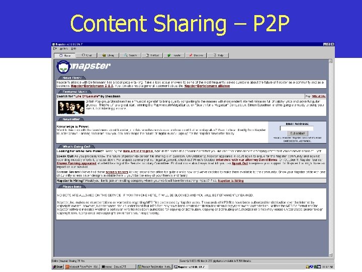 Content Sharing – P 2 P 