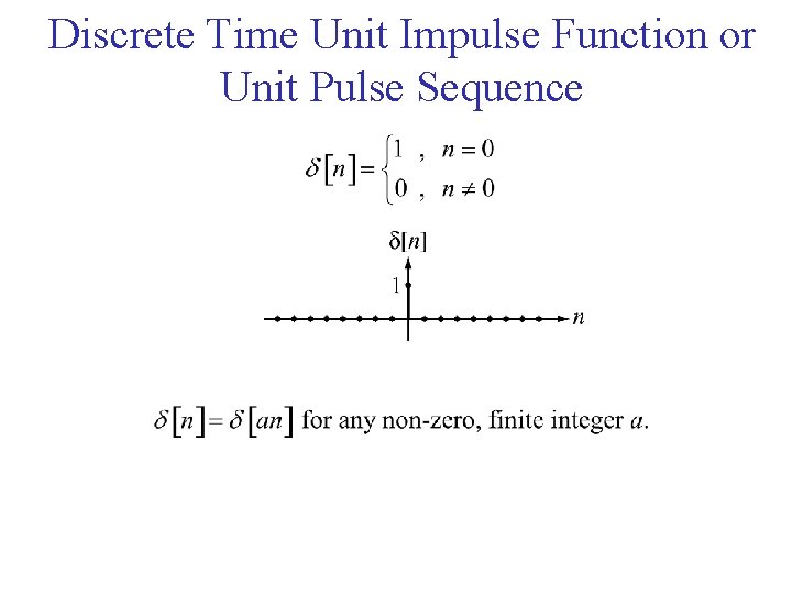 Discrete Time Unit Impulse Function or Unit Pulse Sequence 