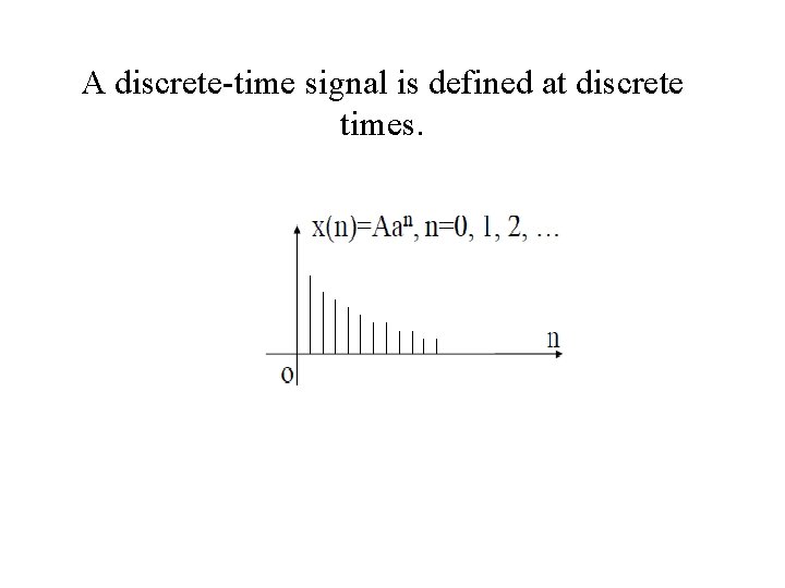 A discrete-time signal is defined at discrete times. 