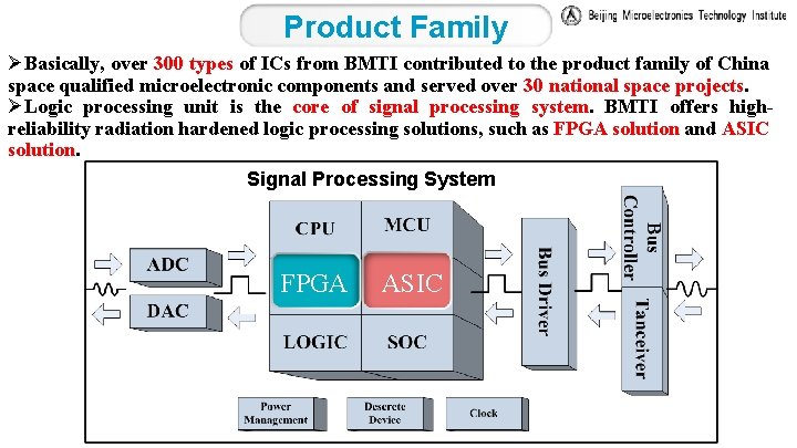 Product Family ØBasically, over 300 types of ICs from BMTI contributed to the product