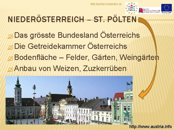 http: //portal. zselaniho. sk NIEDERÖSTERREICH – ST. PÖLTEN Das grösste Bundesland Österreichs Die Getreidekammer