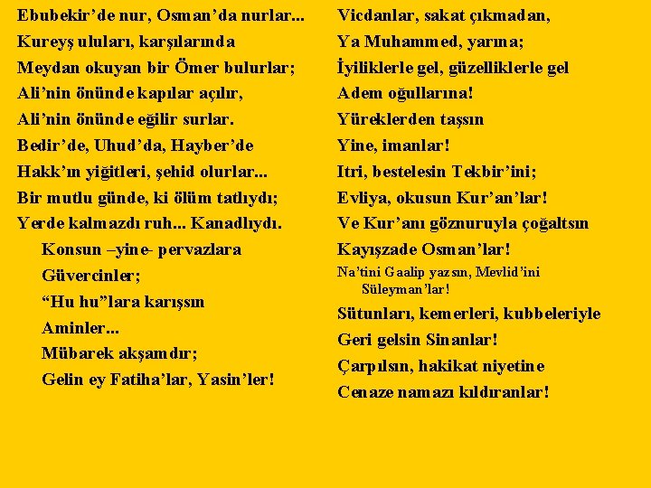 Ebubekir’de nur, Osman’da nurlar. . . Kureyş uluları, karşılarında Meydan okuyan bir Ömer bulurlar;