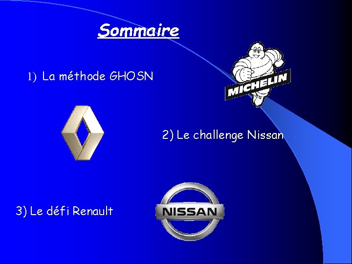 Sommaire 1) La méthode GHOSN 2) Le challenge Nissan 3) Le défi Renault 