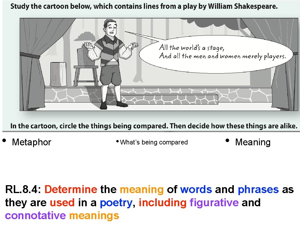  • Metaphor • What’s being compared • Meaning RL. 8. 4: Determine the