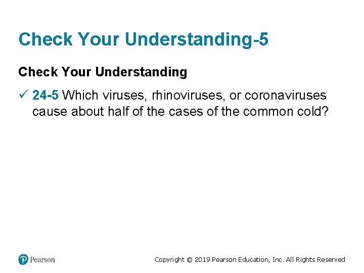 Check Your Understanding-5 Check Your Understanding ü 24 -5 Which viruses, rhinoviruses, or coronaviruses