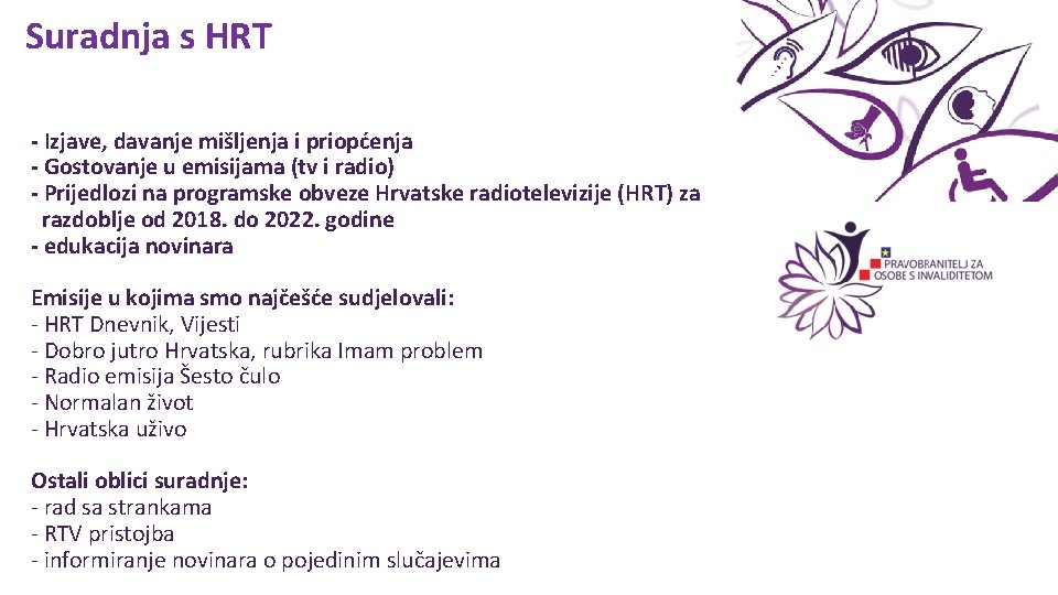 Suradnja s HRT - Izjave, davanje mišljenja i priopćenja - Gostovanje u emisijama (tv