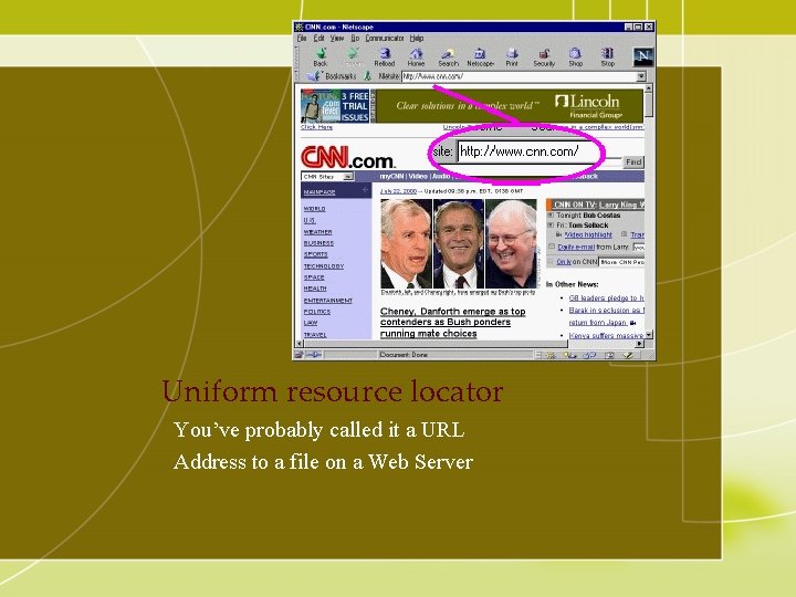Uniform resource locator You’ve probably called it a URL Address to a file on Uniform resource locator You’ve probably called it a URL Address to a file on