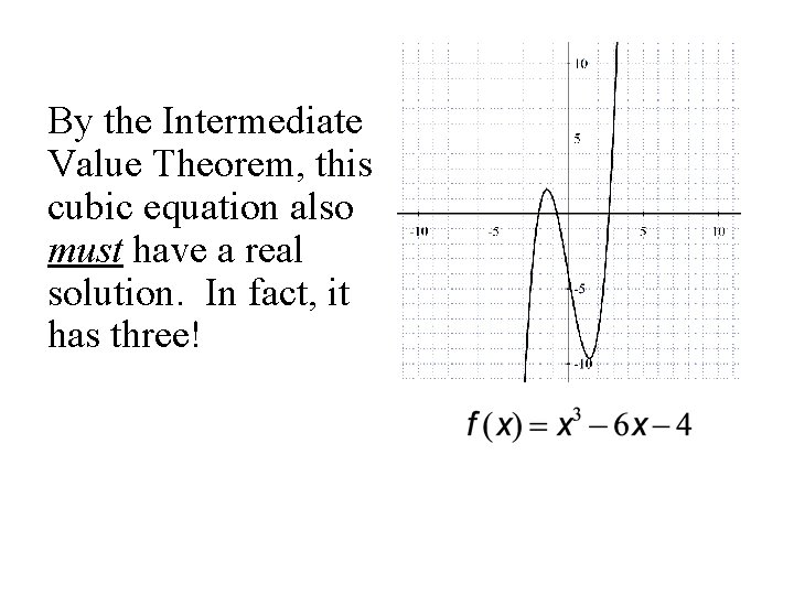 By the Intermediate Value Theorem, this cubic equation also must have a real solution.