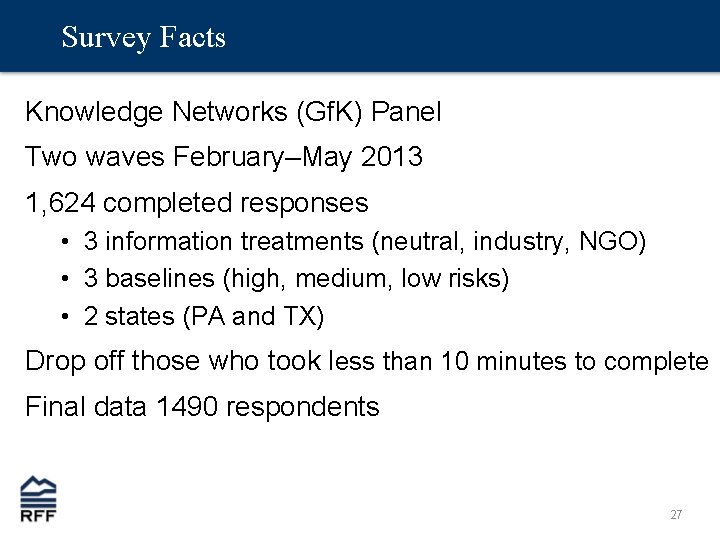 Survey Facts Knowledge Networks (Gf. K) Panel Two waves February–May 2013 1, 624 completed