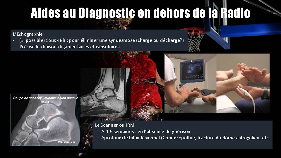 Aides au Diagnostic en dehors de la Radio L’Echographie - (Si possible) Sous 48