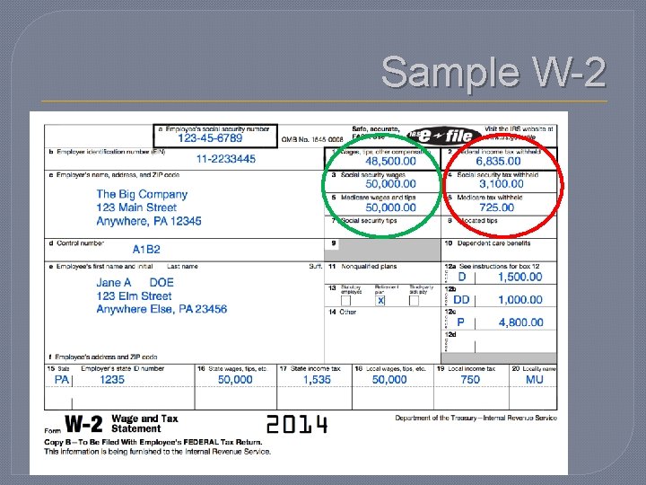 Sample W-2 