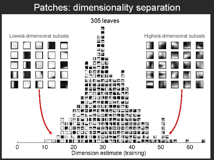 Patches: dimensionality separation 305 leaves Lowest-dimensional subsets Highest-dimensional subsets 