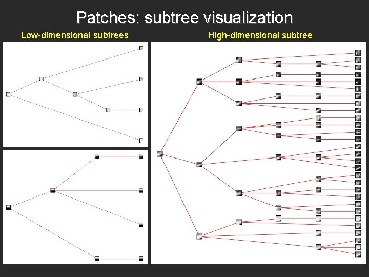 Patches: subtree visualization Low-dimensional subtrees High-dimensional subtree 