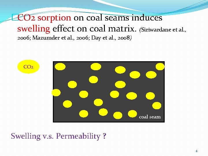 �CO 2 sorption on coal seams induces swelling effect on coal matrix. (Siriwardane et