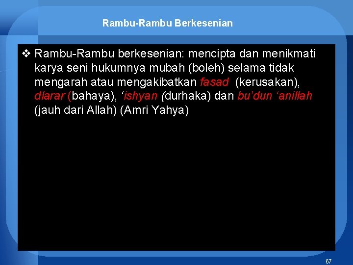 Rambu-Rambu Berkesenian v Rambu-Rambu berkesenian: mencipta dan menikmati karya seni hukumnya mubah (boleh) selama