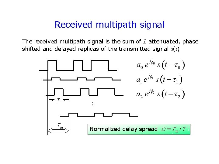 Received multipath signal The received multipath signal is the sum of L attenuated, phase Received multipath signal The received multipath signal is the sum of L attenuated, phase