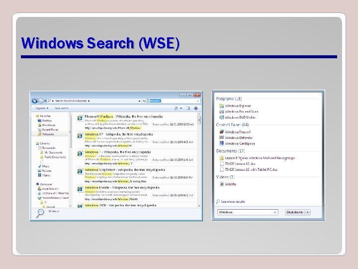 Windows Search (WSE) 