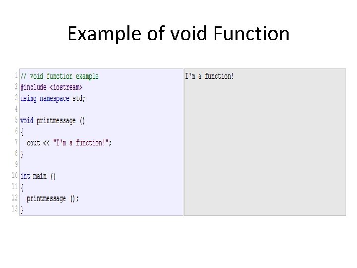 Example of void Function 