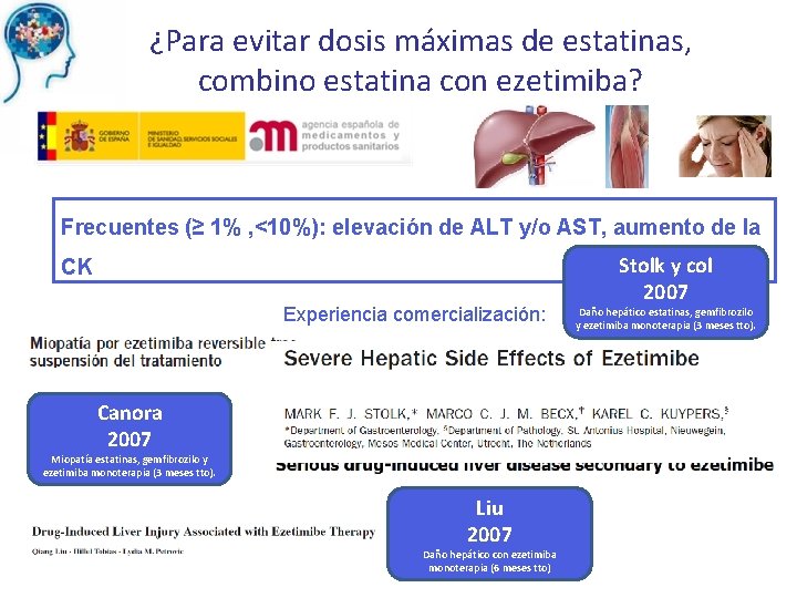 ¿Para evitar dosis máximas de estatinas, combino estatina con ezetimiba? Frecuentes (≥ 1% ,