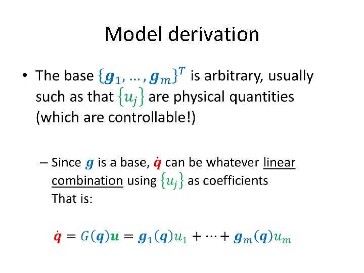 Model derivation • 