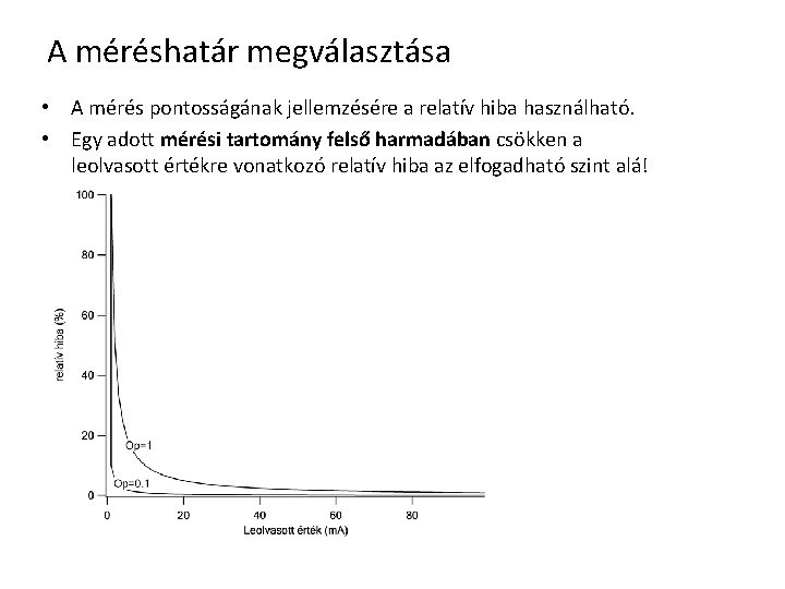 A méréshatár megválasztása • A mérés pontosságának jellemzésére a relatív hiba használható. • Egy