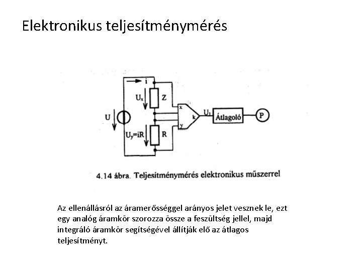 Elektronikus teljesítménymérés Az ellenállásról az áramerősséggel arányos jelet vesznek le, ezt egy analóg áramkör