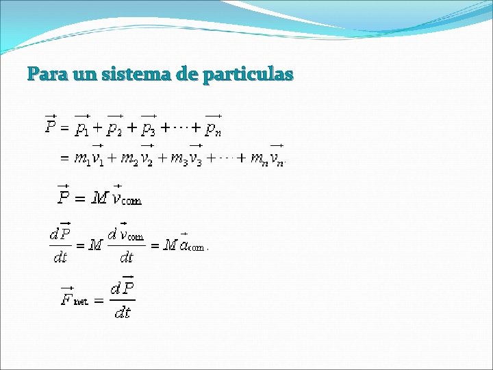 Para un sistema de particulas 