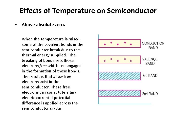 Effects of Temperature on Semiconductor • Above absolute zero. When the temperature is raised,