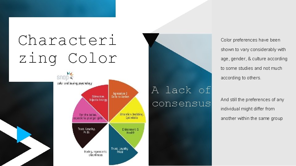 Characteri zing Color preferences have been shown to vary considerably with age, gender, &