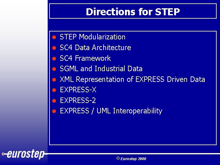 Directions for STEP l l l l STEP Modularization SC 4 Data Architecture SC