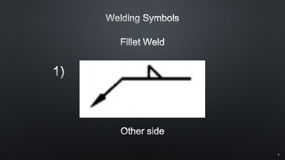 Welding Symbols Fillet Weld 1) Other side * 
