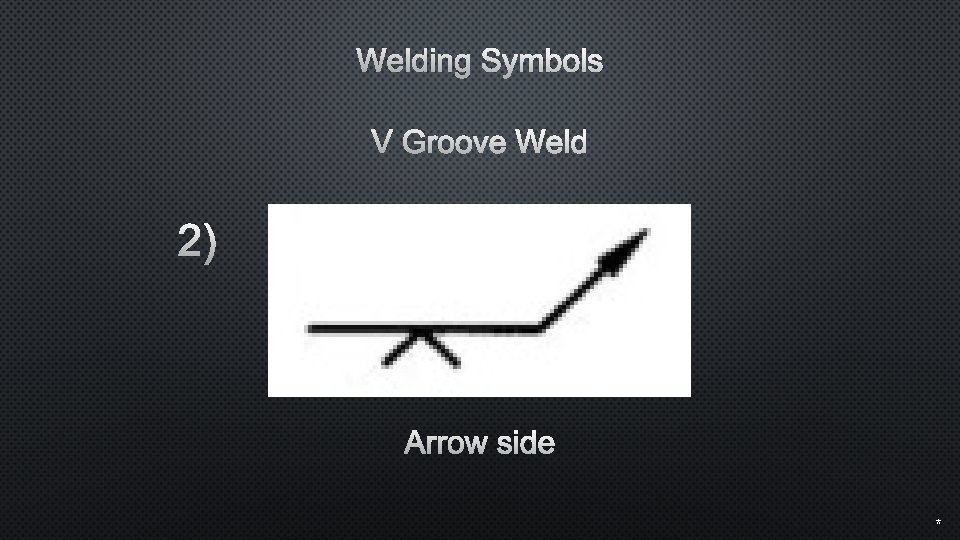 Welding Symbols V Groove Weld 2) Arrow side * 