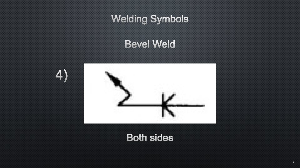 Welding Symbols Bevel Weld 4) Both sides * 