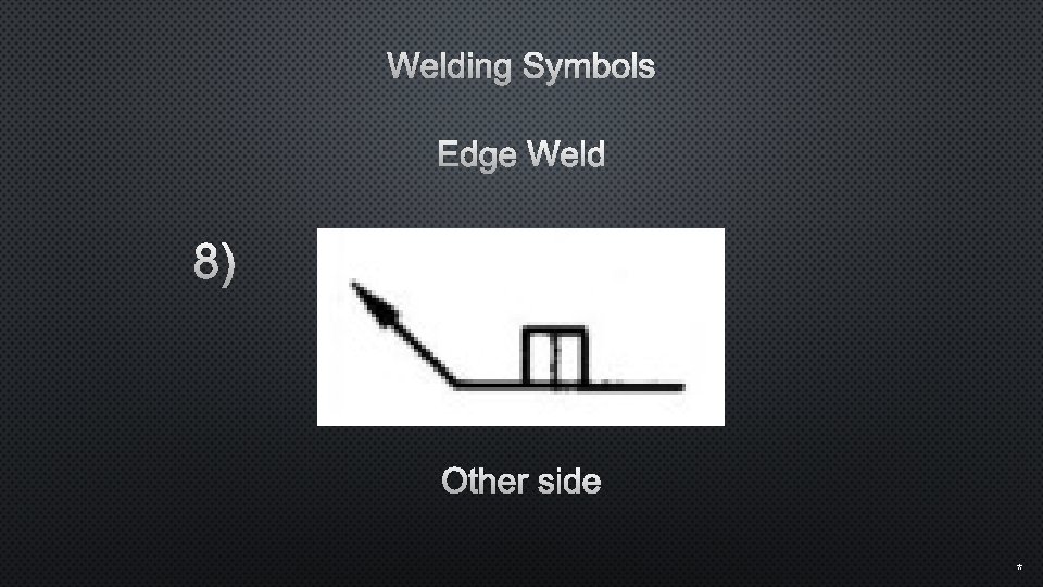 Welding Symbols Edge Weld 8) Other side * 