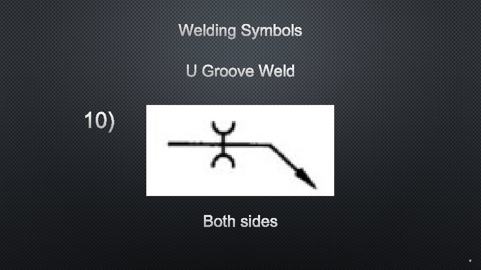 Welding Symbols U Groove Weld 10) Both sides * 