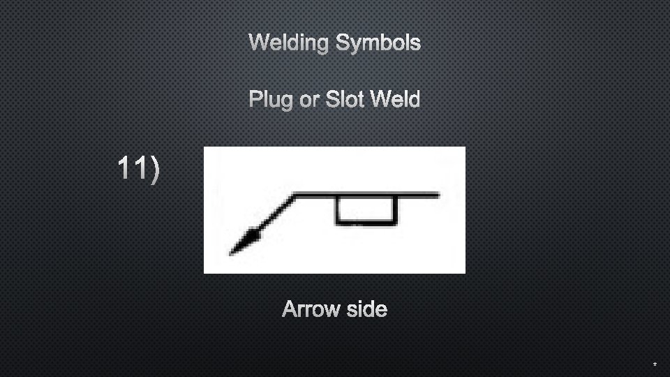 Welding Symbols Plug or Slot Weld 11) Arrow side * 