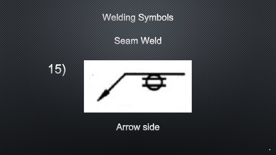 Welding Symbols Seam Weld 15) Arrow side * 