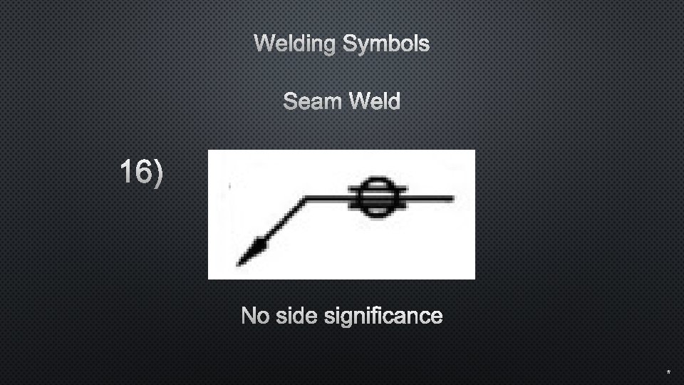 Welding Symbols Seam Weld 16) No side significance * 