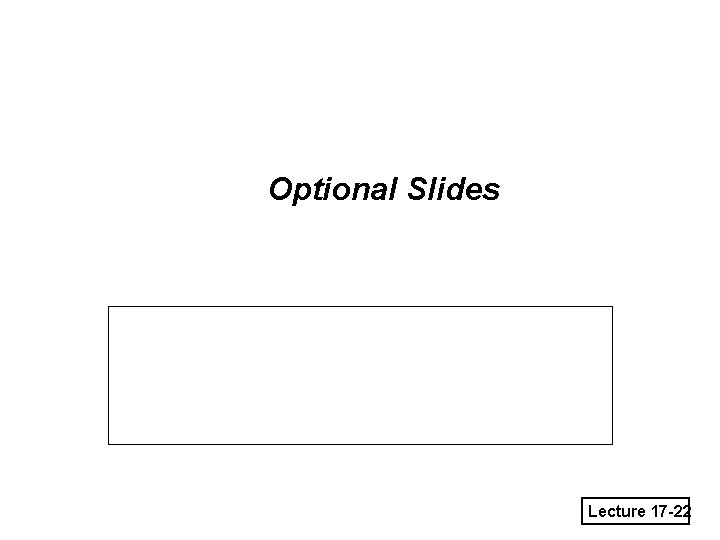 Optional Slides Lecture 17 -22 